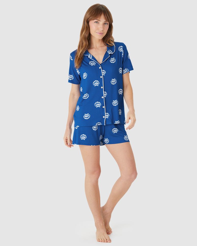 Pijama Curto Feminino Americano Estampa Corrida Digital Em Viscose Stretch
