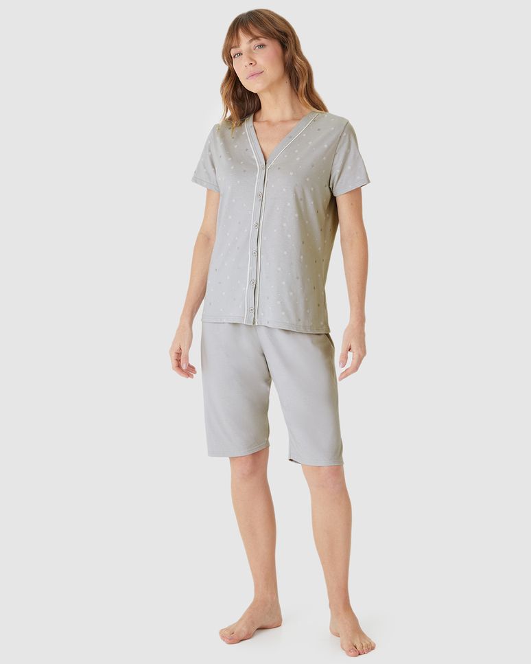 Pijama Curto Feminino Bermuda Ciclista Em Malha Algodão