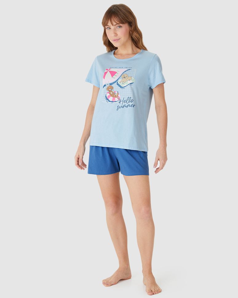 Pijama Curto Feminino Blusa Relax And Enjoy Em Algodão