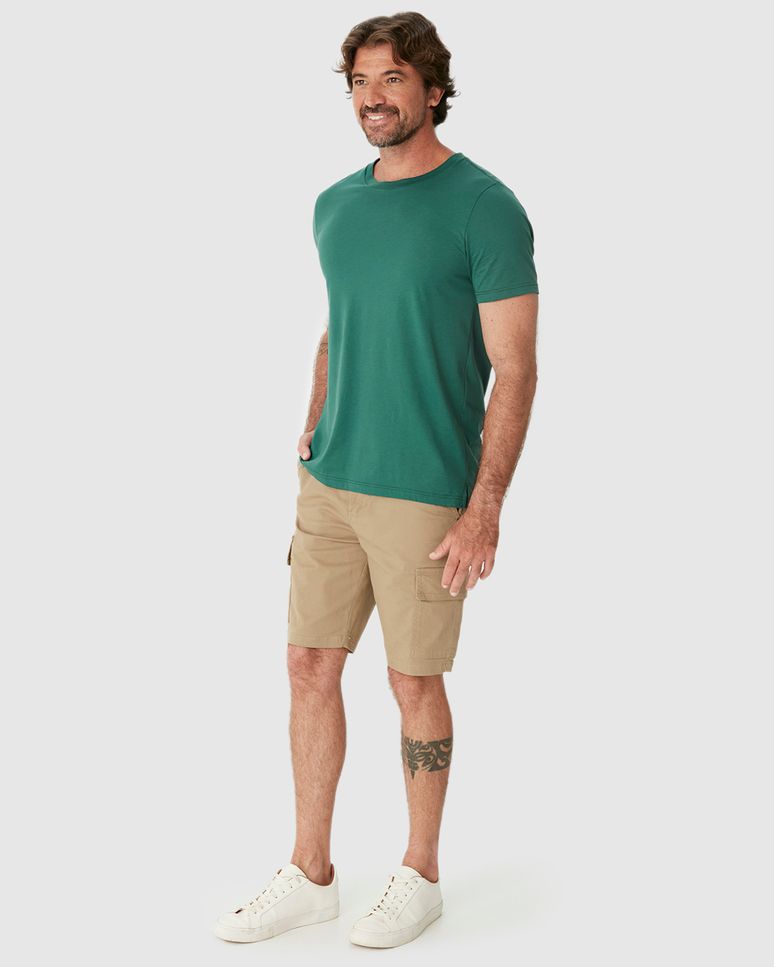 Camiseta Básica Masculina Slim Eiqueta Estampada Em Algodão Pima