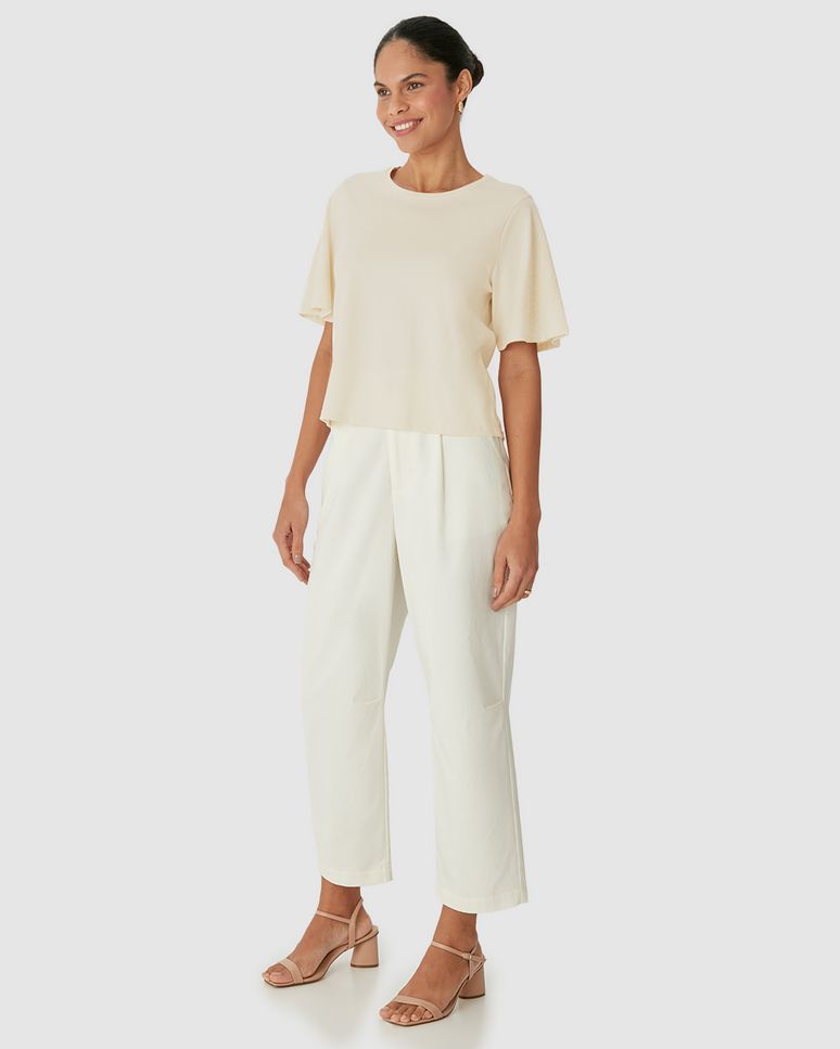 Blusa Feminina Manga Curta Com Estampa Puff Em Malha Comfy