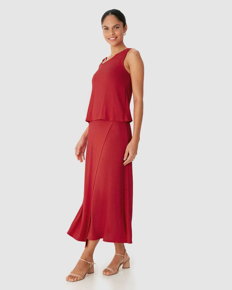 Blusa Feminina Assimétrica Alça Detalhe Com Argola Em Viscose Stretch