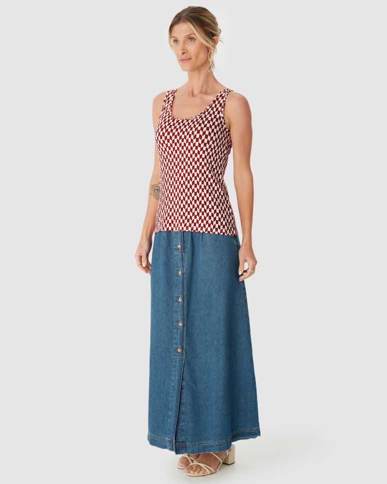Regata Justa Feminina Estampa Digital Em Viscose Stretch