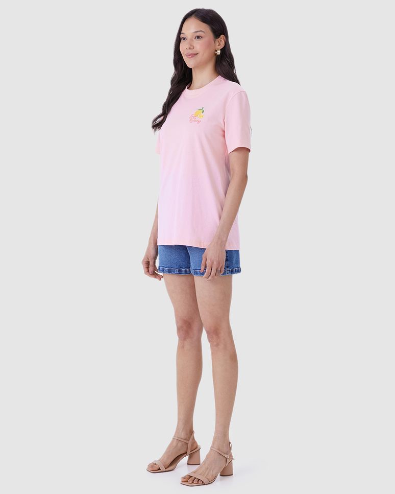 Camiseta Ampla Feminina Estampa Costas Lobster Fresh & Juice Em Algodão