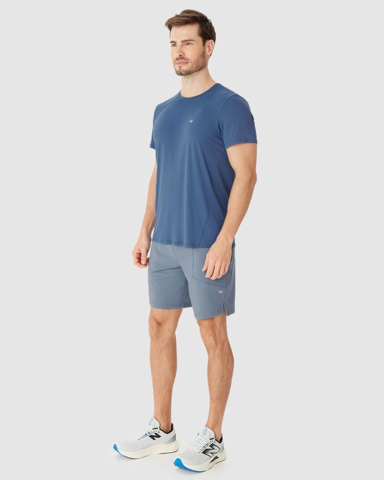 Camiseta Esportiva Masculina Slim Manga Curta Em Malha Dry E Proteção UV50+
