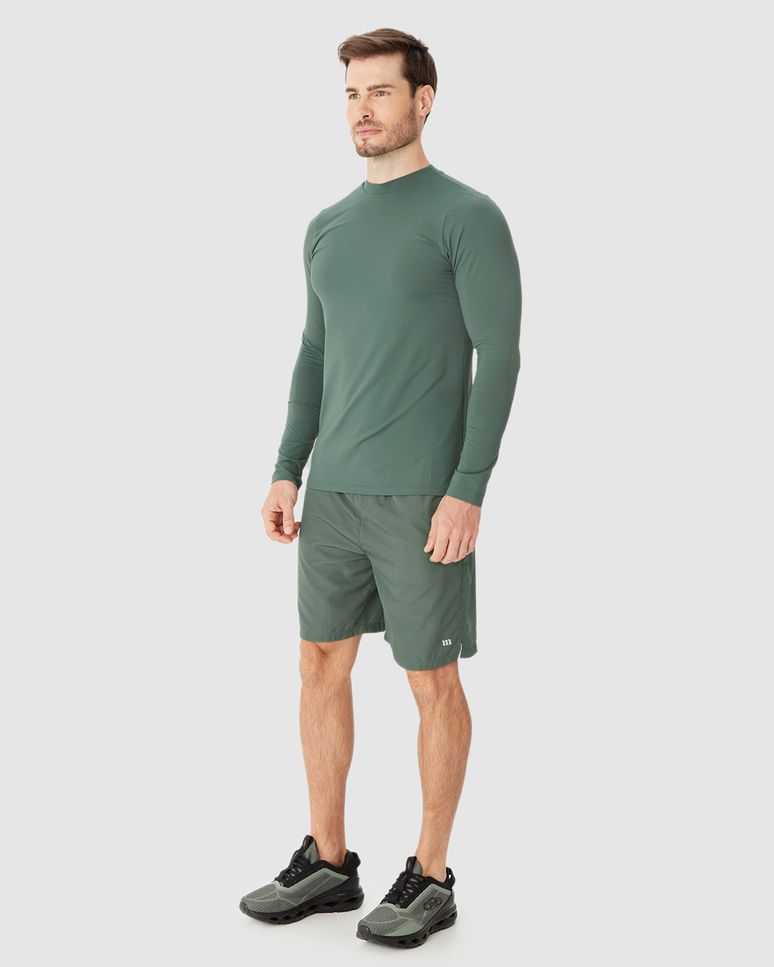 Camiseta Esportiva Masculina Slim Manga Longa Em Malha Dry E Proteção UV50+