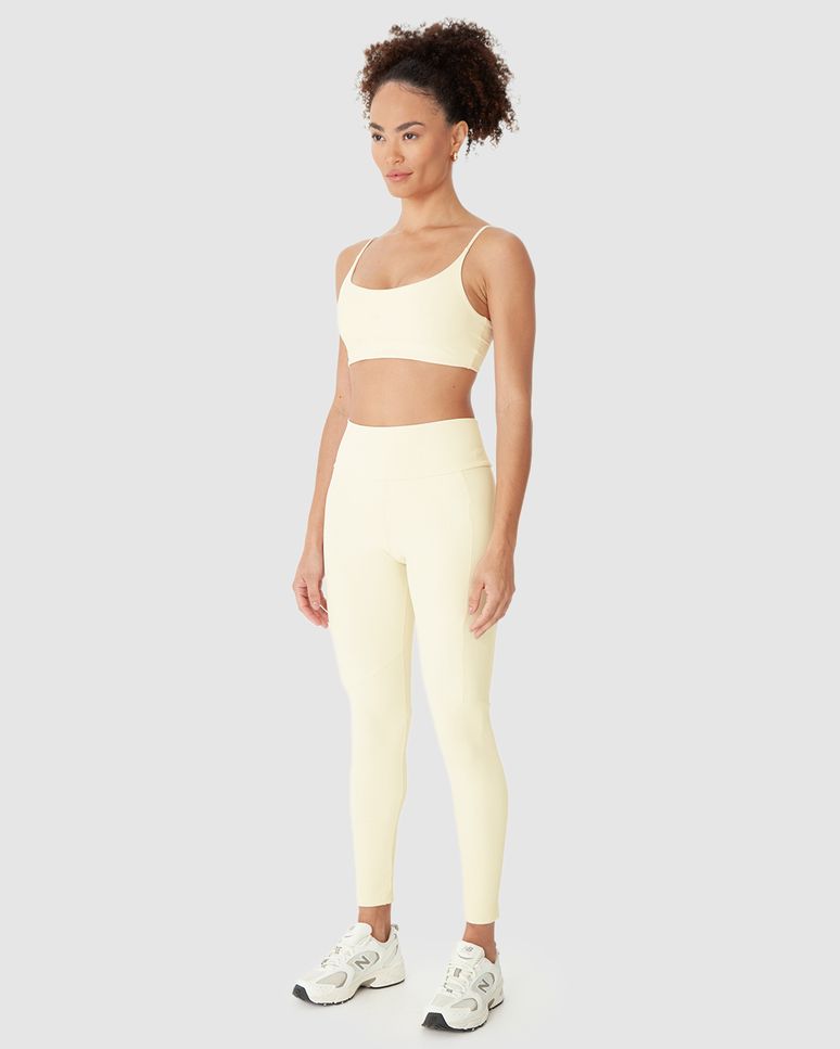 Calça Legging Esportiva Feminina Bolso Lateral Em Malha Canelada