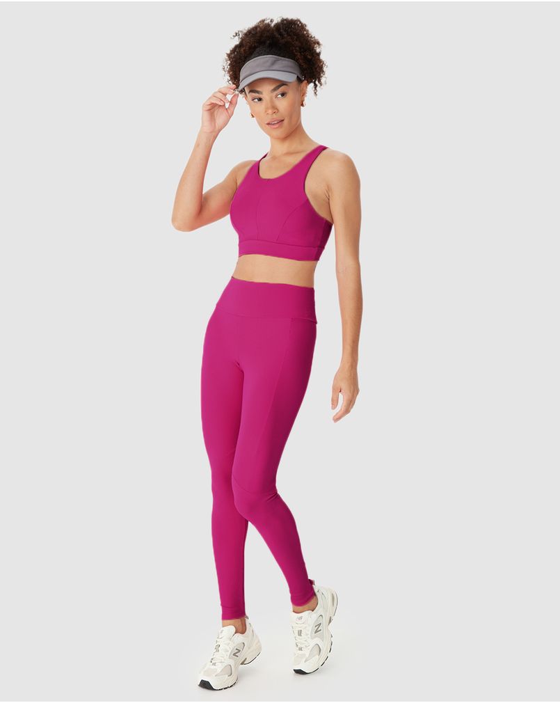 Calça Legging Esportiva Feminina Bolso Lateral Em Malha Canelada