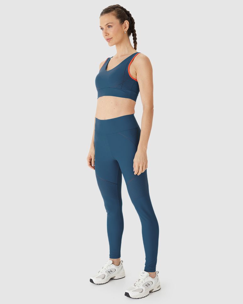 Calça Legging Esportiva Feminina Estampa Frontal Em Malha Dry