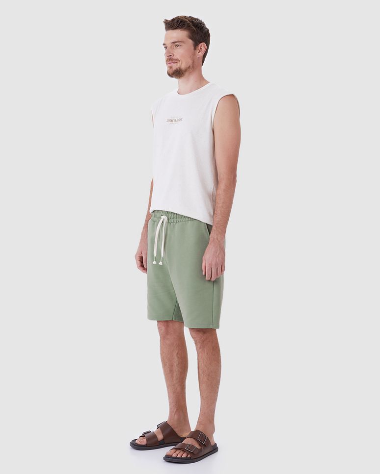 Bermuda Masculina Comfort Cadarço Funcional Em Moletom Sarjado