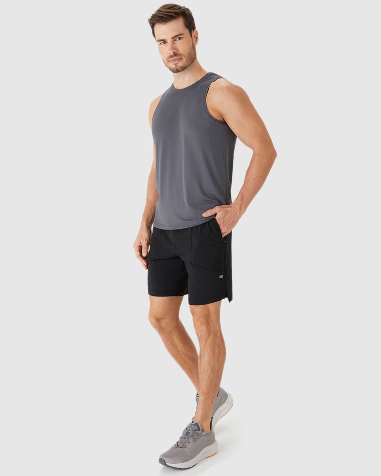 Bermuda Esportiva Masculina Reta Bolso Fecho Zíper Em Double Jersey