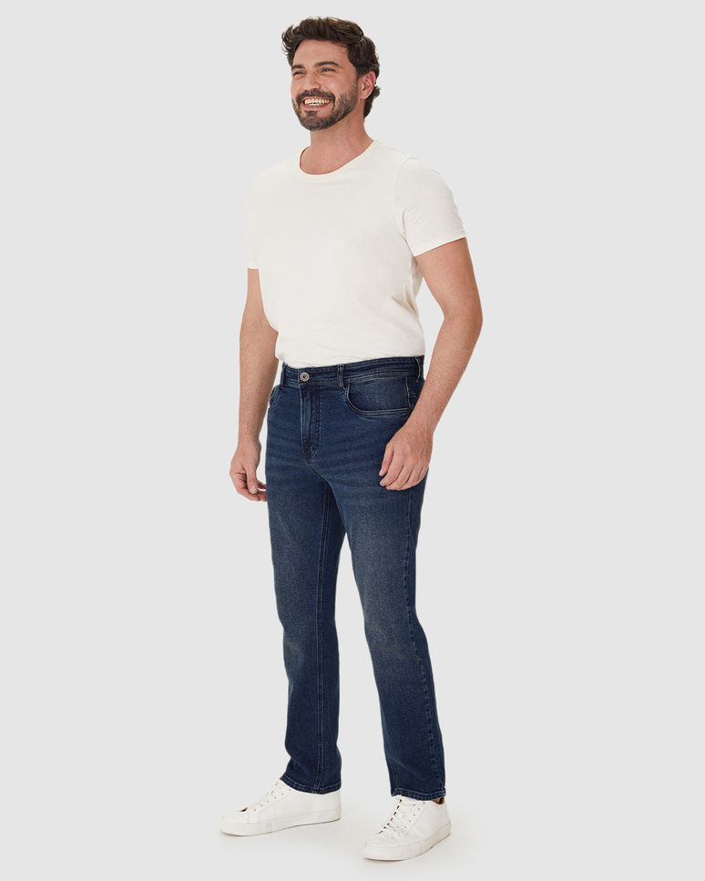 Calça Masculina Small Slim Bordado Bolso Costas Em Jeans Com Elastano