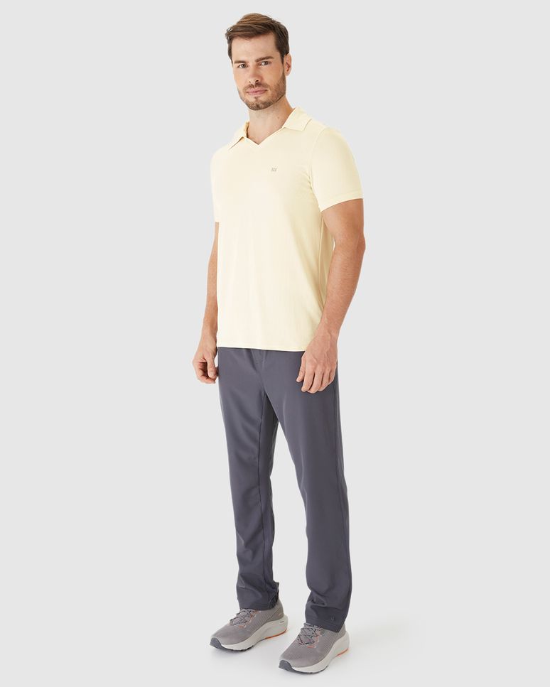Camisa Polo Esportiva Masculina Gola V Em Malha Microfuros Dry
