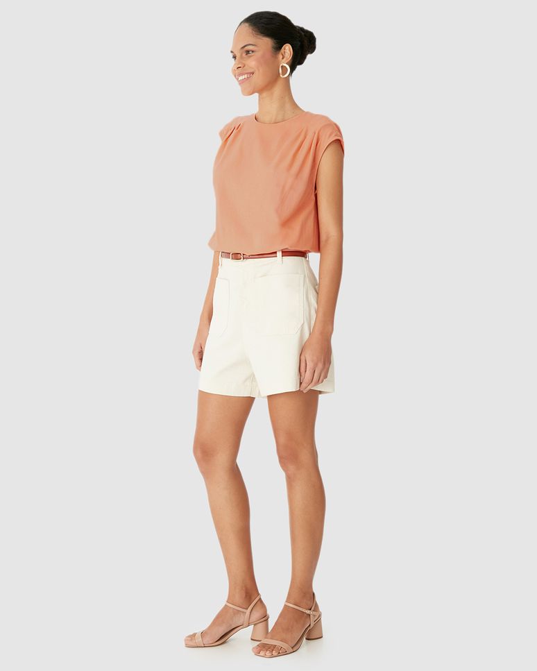 Blusa Box Feminina Barra Elástico Em Viscolinho