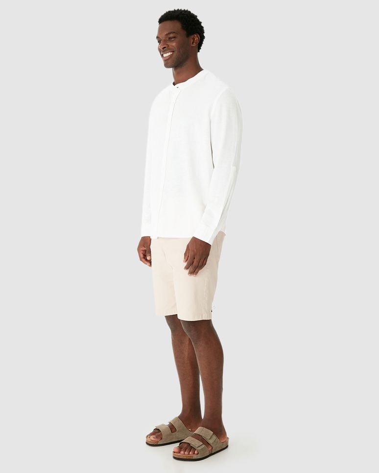 Camisa Masculina Regular Gola Padre Manga Longa Em Viscolinho