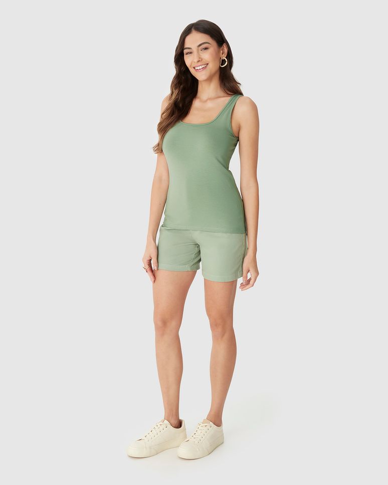 Regata Básica Feminina Alça Média Em Algodão