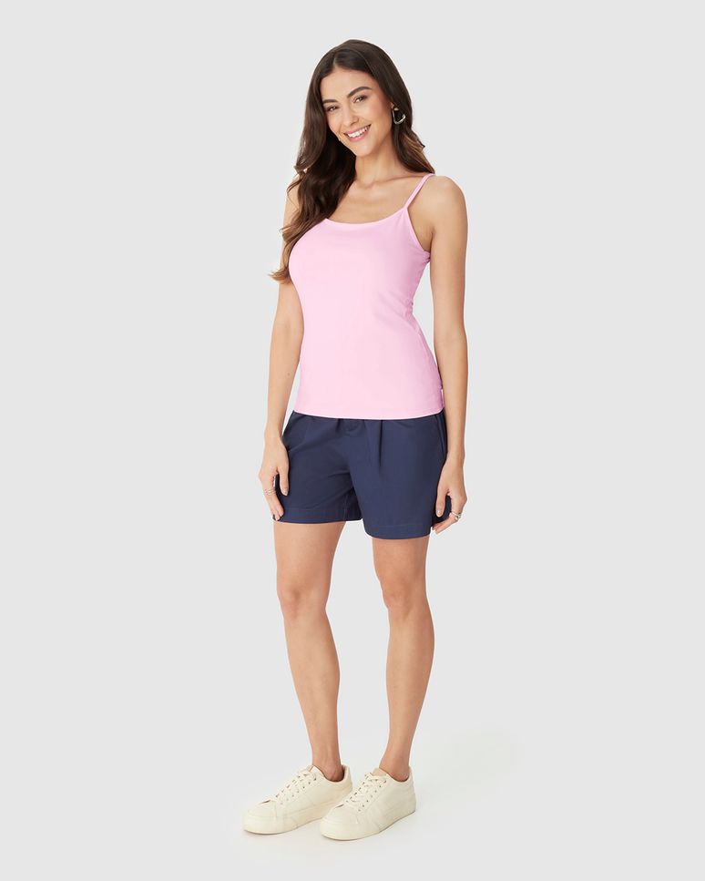 Regata Básica Feminina Alça Fina Em Algodão