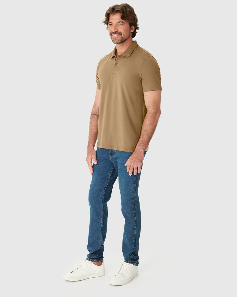 Camisa Polo Básica Masculina Peitilho Frontal Em Algodão