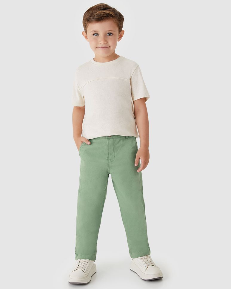 Calça Menino Chino Em Sarja Com Elastano - Carinhoso