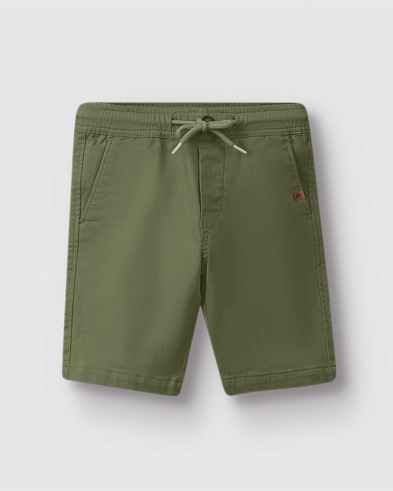 Bermuda Menino Jogger Cadarço Frontal Em Sarja Stretch - Carinhoso