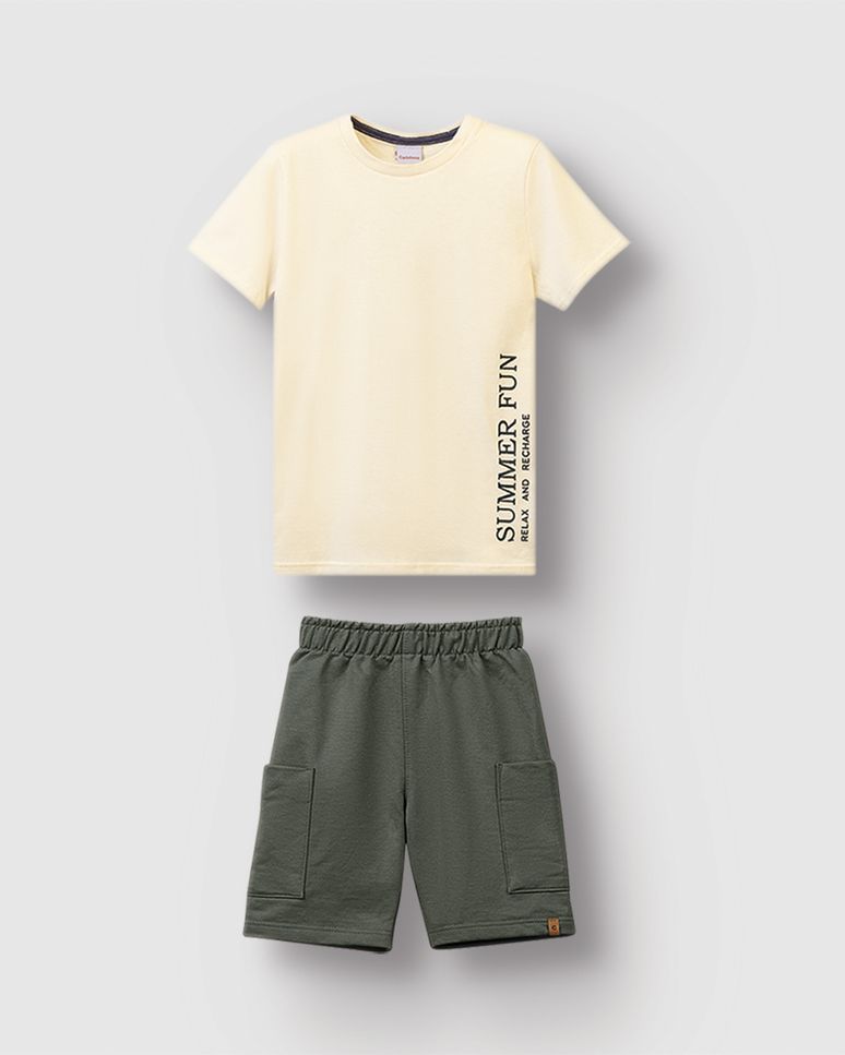 Conjunto Menino Camiseta Summer Fun Relax And Recharge - Carinhoso