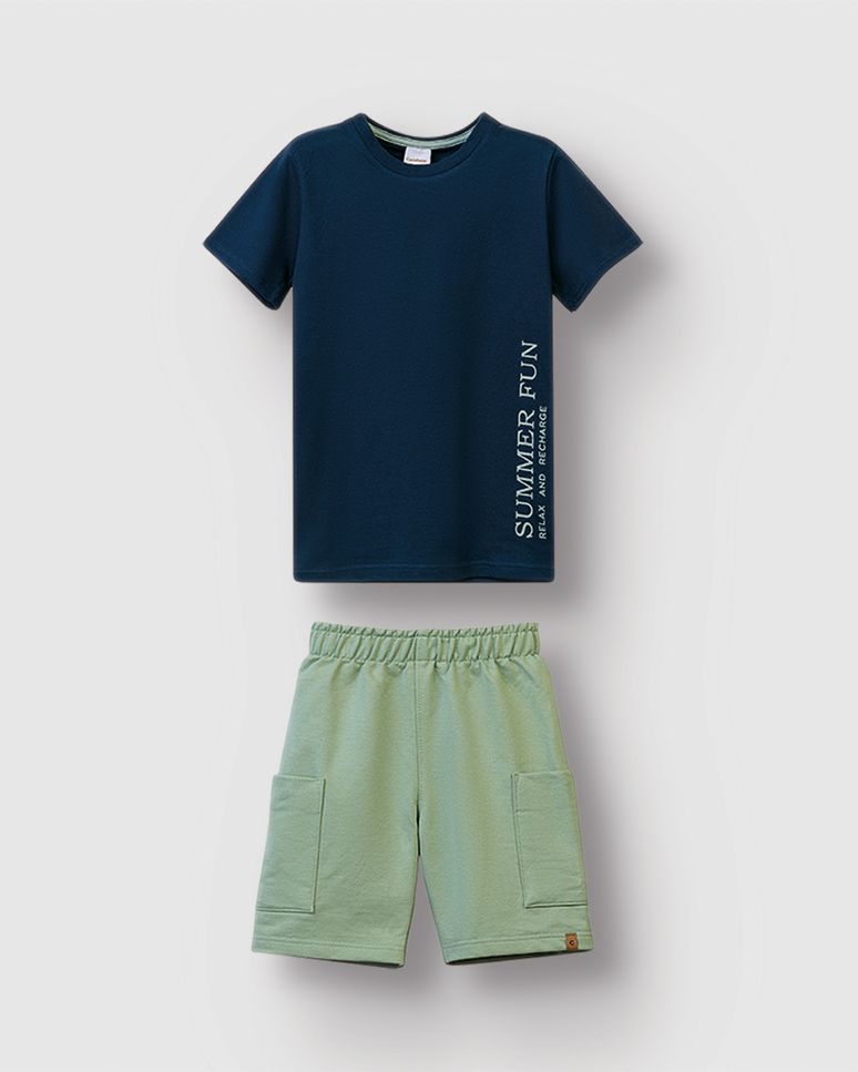Conjunto Menino Camiseta Summer Fun Relax And Recharge - Carinhoso