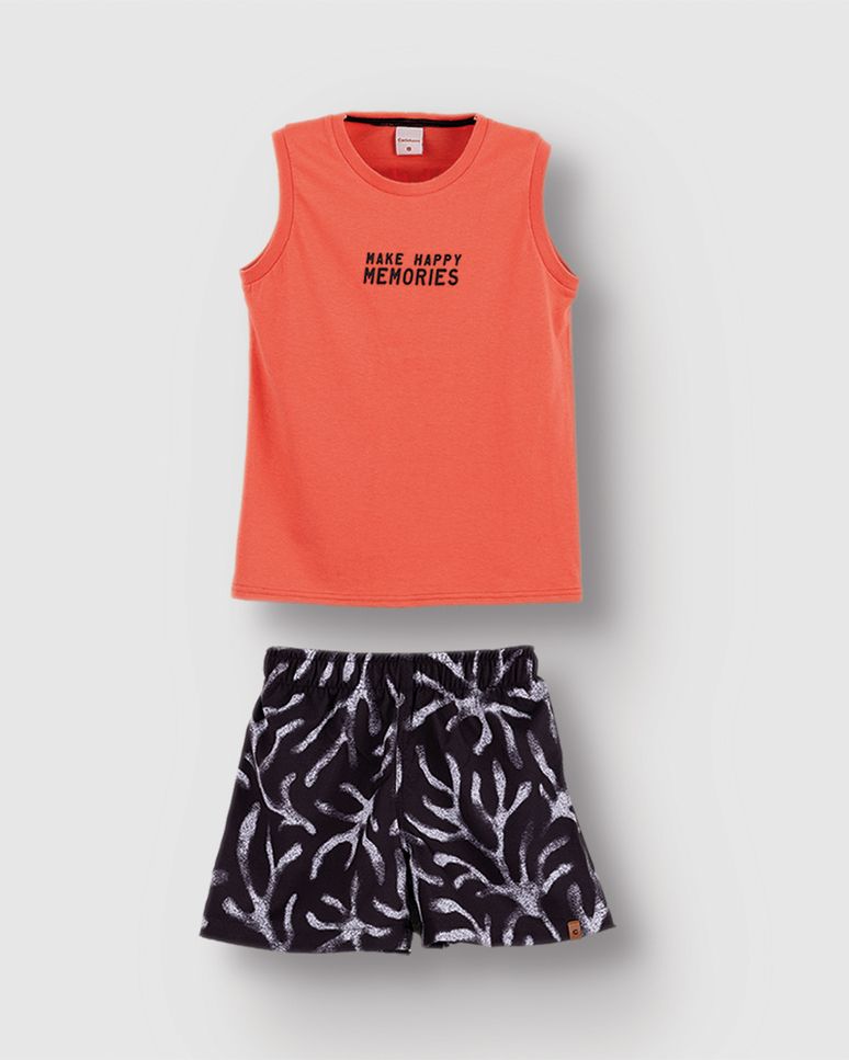 Conjunto Menino Regata Estampa Costas Summertime Em Algodão - Carinhoso