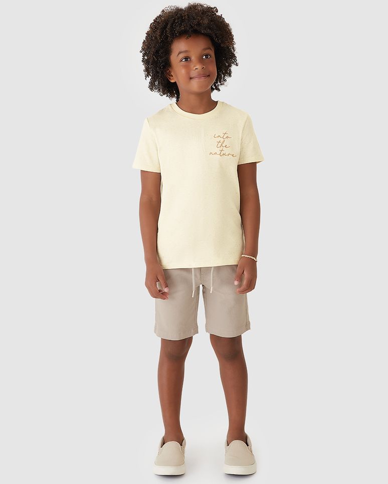 Camiseta Menino Estampa Into The Nature Em Malha Linho - Carinhoso