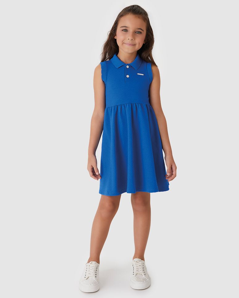 Vestido Polo Menina Rodado Em Malha Texturizada - Carinhoso