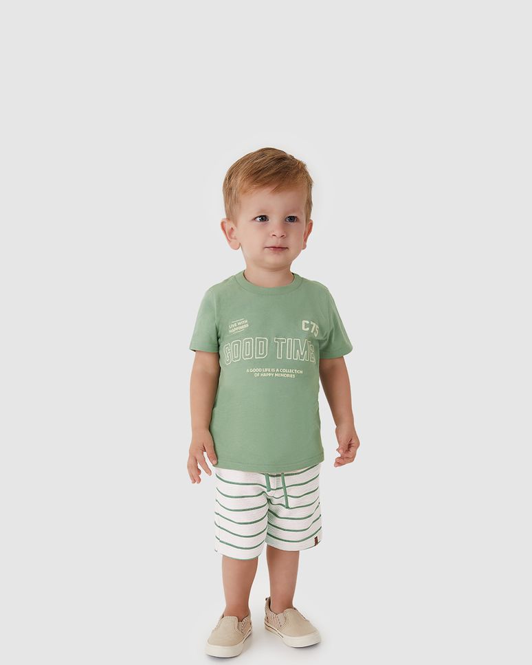 Conjunto Menino Camiseta Estampa HD Good Times Em Algodão - Carinhoso