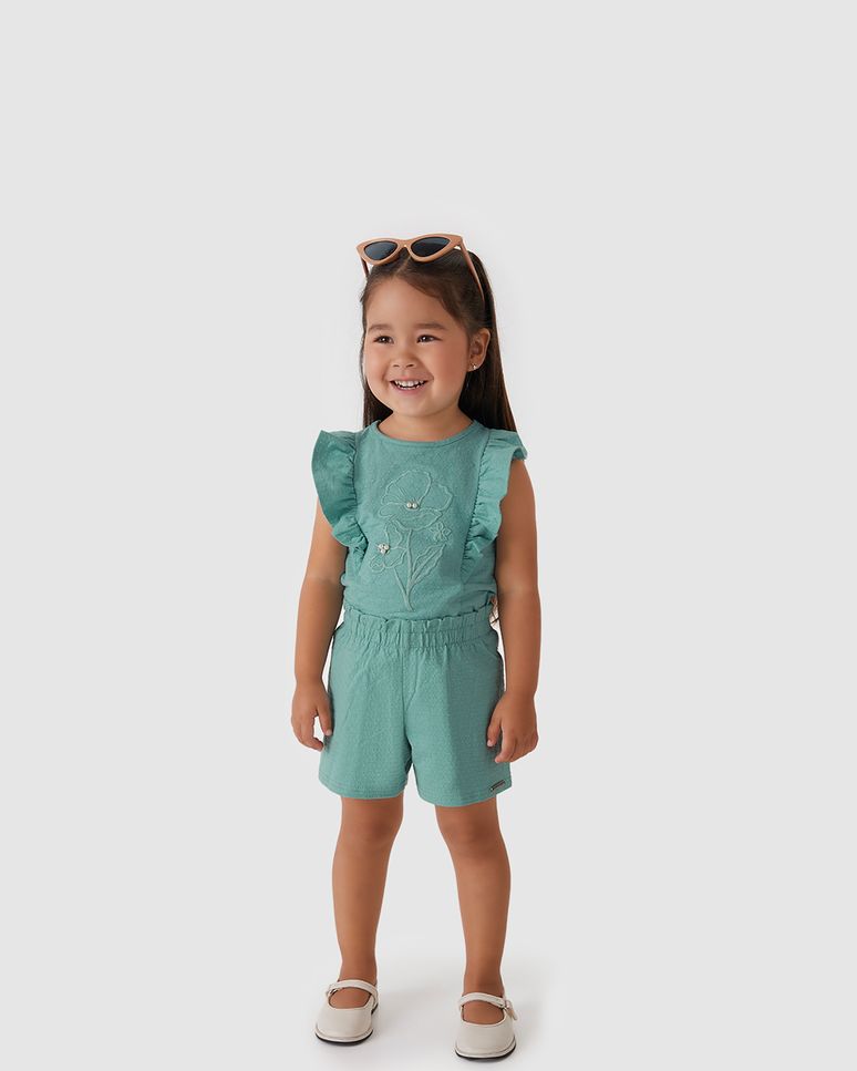 Blusa Menina Estampa Com Aplique Pérola Em Malha Texturizada - Carinhoso