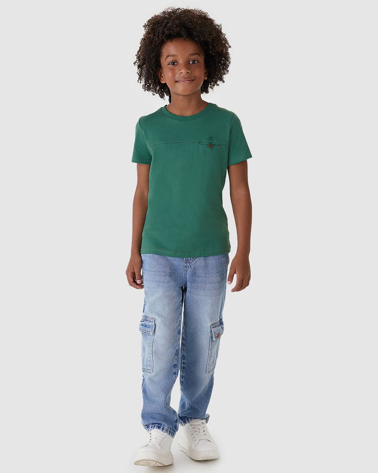 Camiseta Menino Botão No Peitoral Em Algodão Carinhoso
