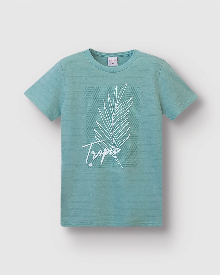 Camiseta Menino Estampa Tropic Em Malha Linho Texturizada - Carinhoso
