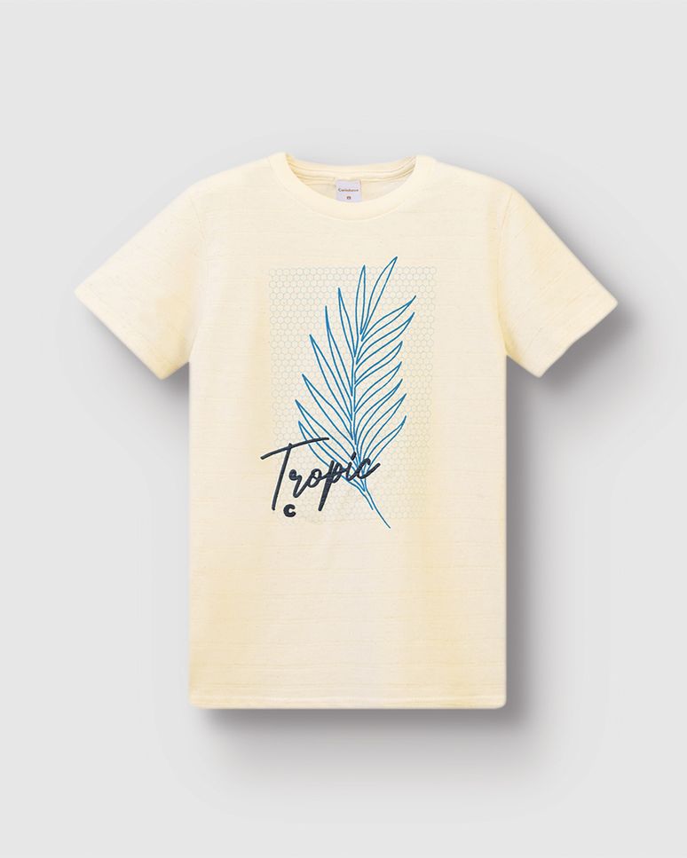 Camiseta Menino Estampa Tropic Em Malha Linho Texturizada - Carinhoso