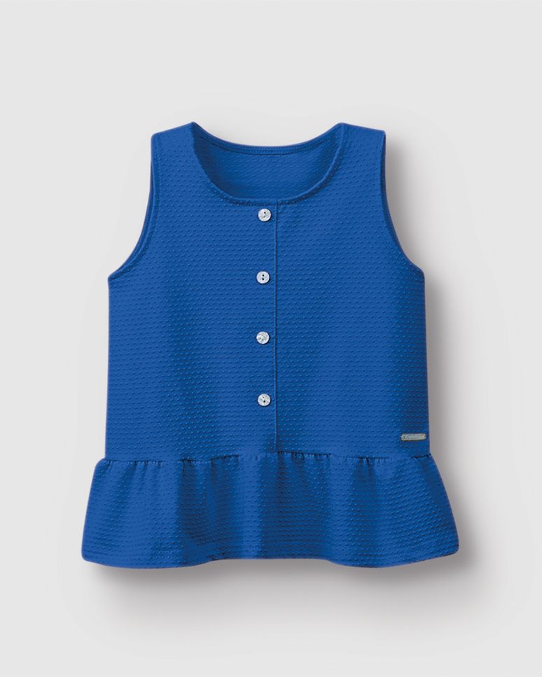 Blusa Menina Peplum Botões Frontais Em Malha Texturizada - Carinhoso