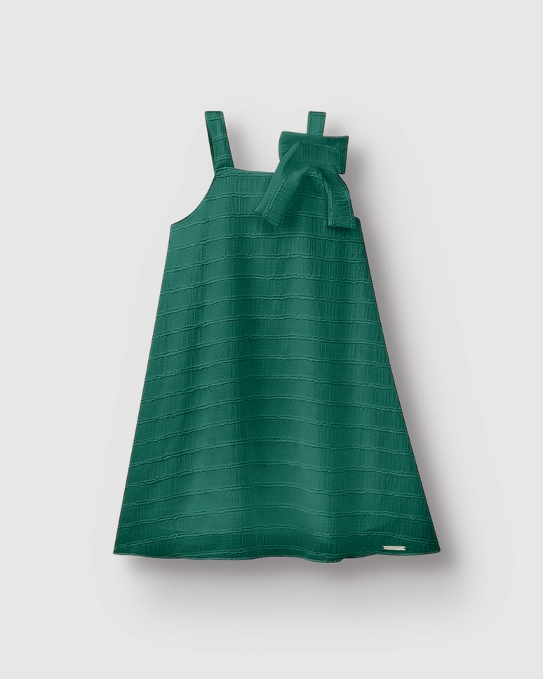 Vestido Menina Alça Detalhe Laço Em Tecido Listrado Brilho - Carinhoso
