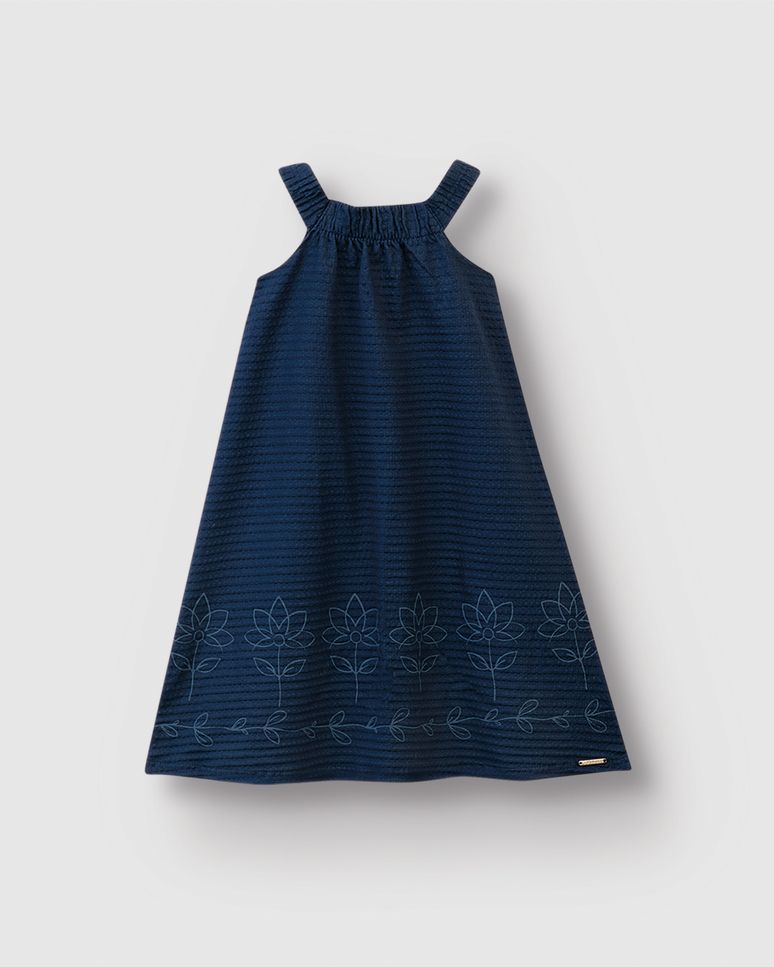 Vestido Menina Barra Estampa Puff Em Malha Texturizada - Carinhoso