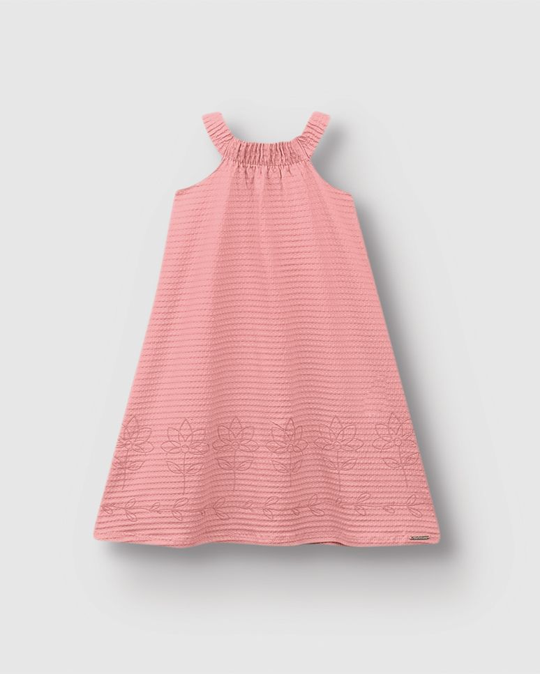 Vestido Menina Barra Estampa Puff Em Malha Texturizada - Carinhoso