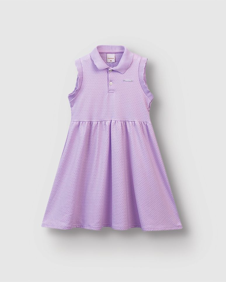 Vestido Polo Menina Rodado Em Malha Texturizada - Carinhoso