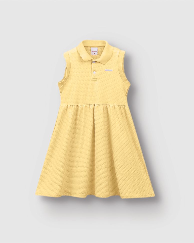 Vestido Polo Menina Rodado Em Malha Texturizada - Carinhoso