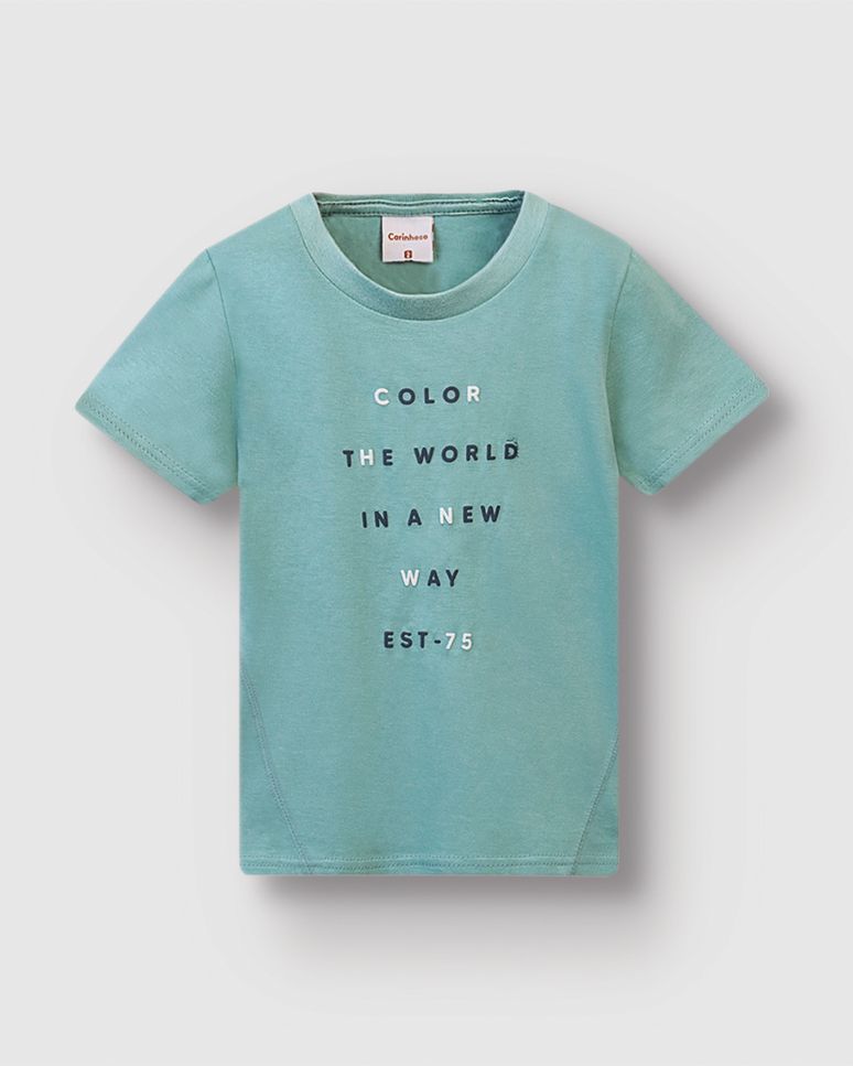 Camiseta Menino Color The World In A New Way Em Algodão - Carinhoso