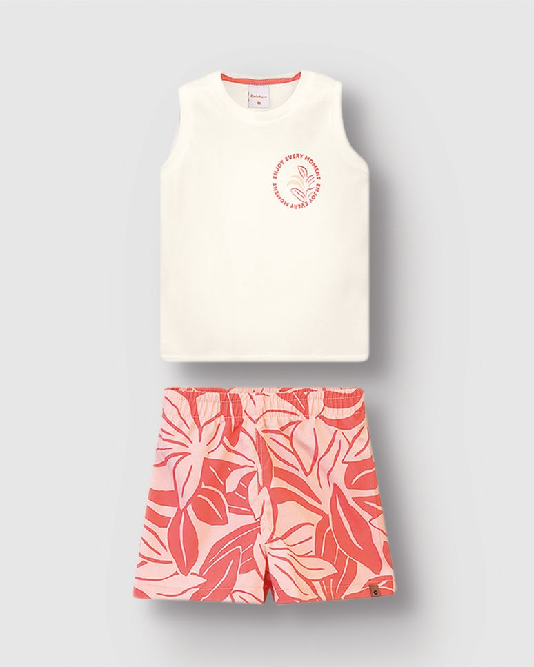 Conjunto Menino Regata E Bermuda Estampada Microfibra - Carinhoso