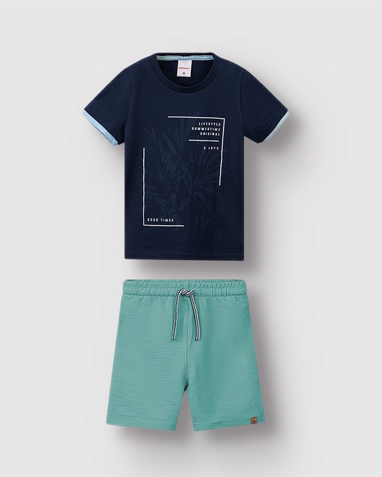 Conjunto Menino Camiseta Lifestyle Estampa HD Em Algodão - Carinhoso