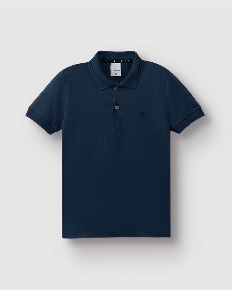 Camisa Polo Menino Peitilho Frontal Em Algodão - Carinhoso