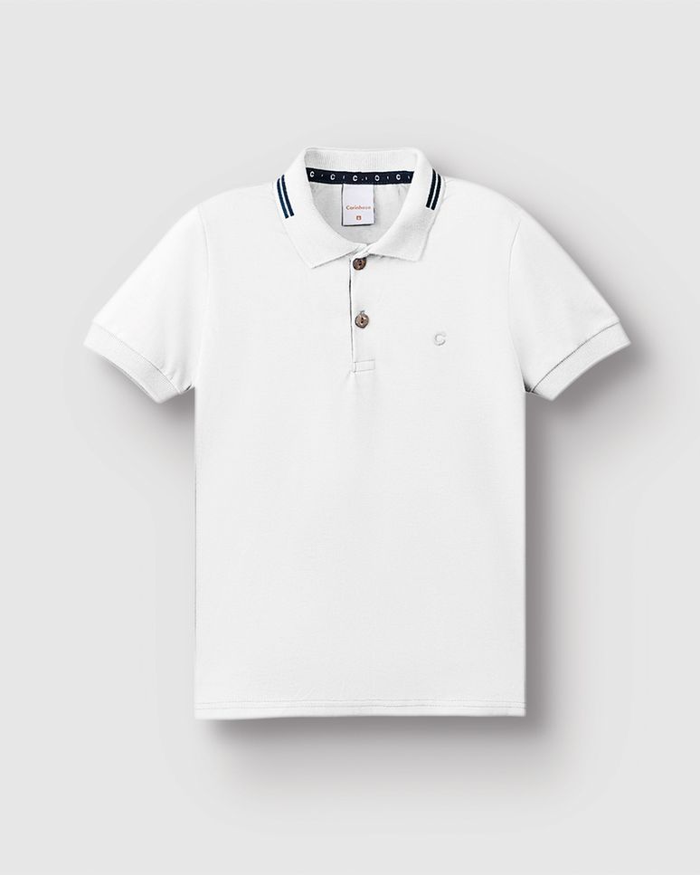 Camisa Polo Menino Peitilho Frontal Em Algodão - Carinhoso