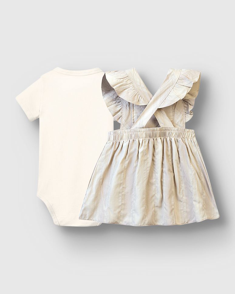 Conjunto Bebê Menina Body Algodão E Vestido Viscose Lurex - Carinhoso