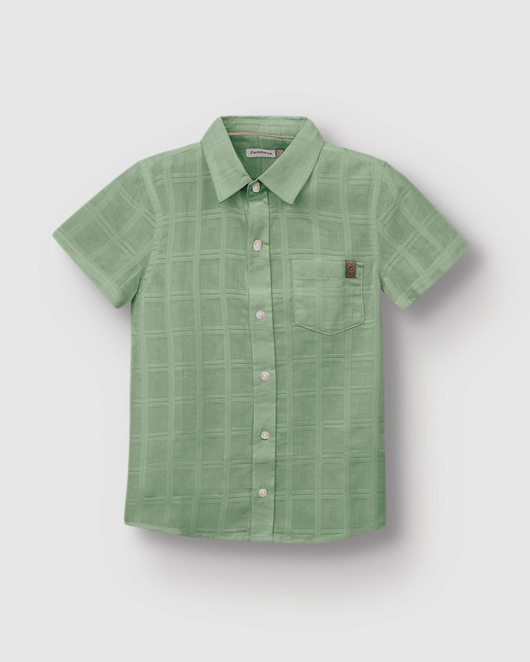 Camisa Menino Manga Curta Bolso Frontal Em Algodão - Carinhoso