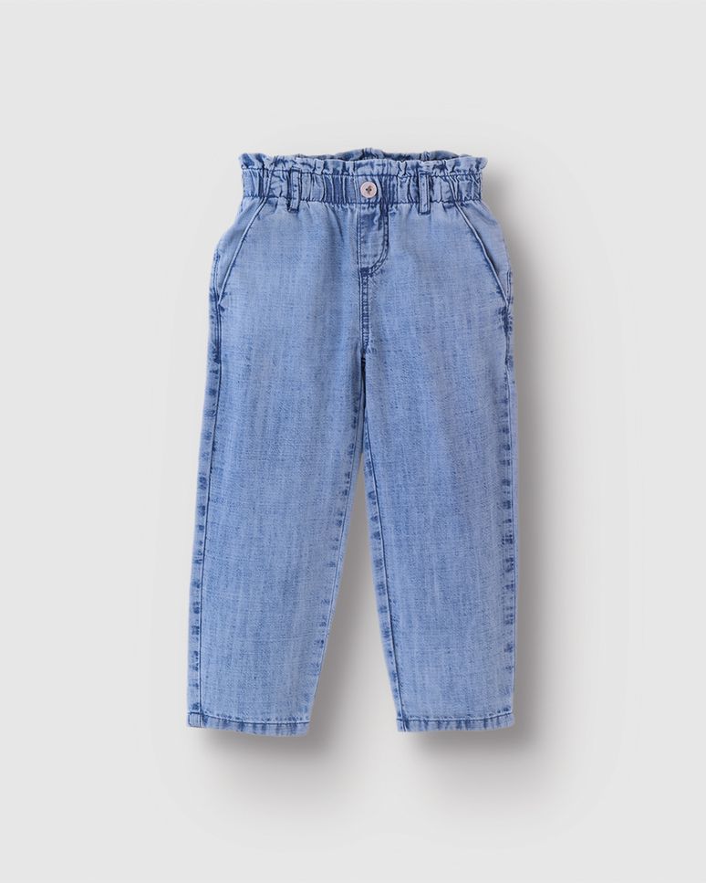 Calça Menina Clochard Cintura Alta Em Jeans Stretch - Carinhoso