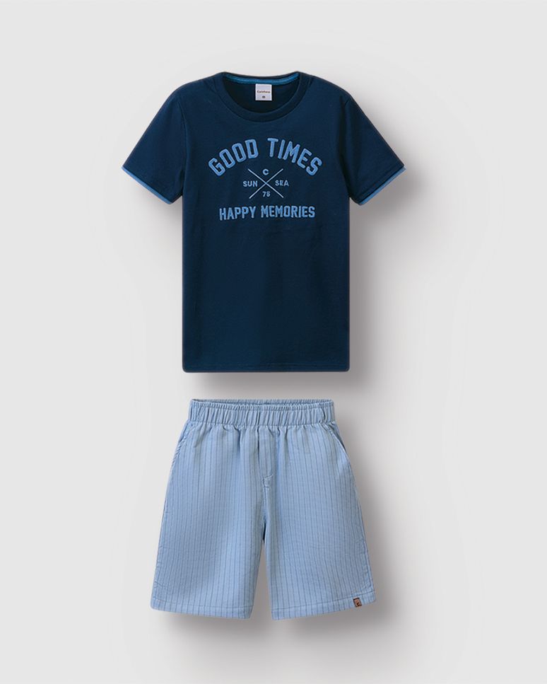 Conjunto Menino Good Time Happy Memories Em Algodão - Carinhoso