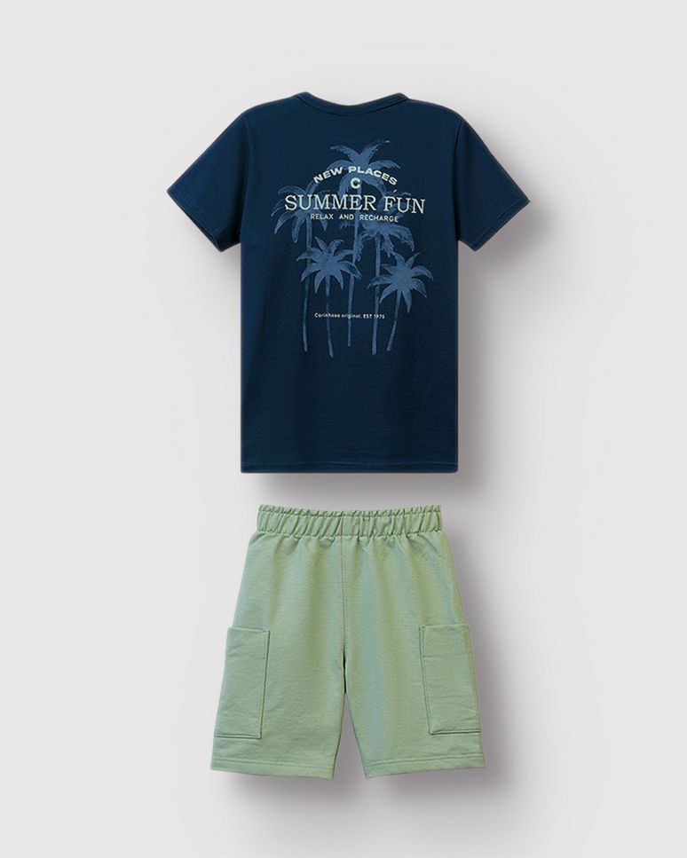 Conjunto Menino Camiseta Summer Fun Relax And Recharge - Carinhoso